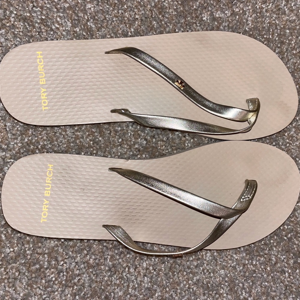 Tory Burch Metallic Flip Flops